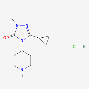 molecular formula C11H19ClN4O B8102476 5-Cyclopropyl-2-methyl-4-piperidin-4-yl-1,2,4-triazol-3-one;hydrochloride 