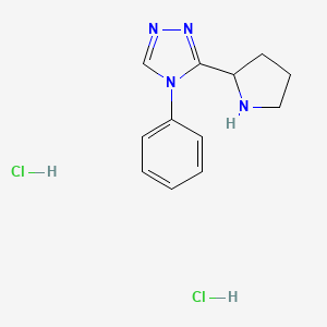 molecular formula C12H16Cl2N4 B8102481 4-Phenyl-3-pyrrolidin-2-yl-1,2,4-triazole;dihydrochloride 