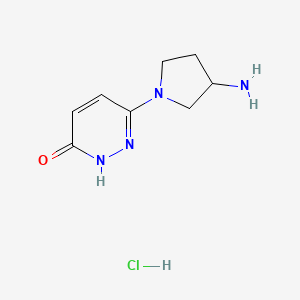 molecular formula C8H13ClN4O B8102491 3-(3-aminopyrrolidin-1-yl)-1H-pyridazin-6-one;hydrochloride 
