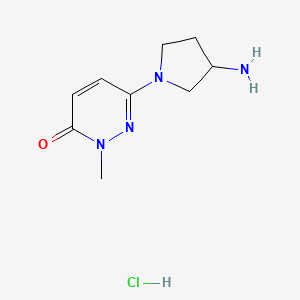 molecular formula C9H15ClN4O B8102496 6-(3-Aminopyrrolidin-1-yl)-2-methylpyridazin-3-one;hydrochloride 