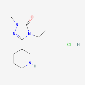 molecular formula C10H19ClN4O B8102537 4-Ethyl-2-methyl-5-piperidin-3-yl-1,2,4-triazol-3-one;hydrochloride 