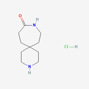 molecular formula C10H19ClN2O B8102559 3,9-Diazaspiro[5.6]dodecan-10-one hydrochloride 