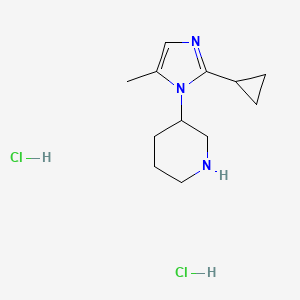 molecular formula C12H21Cl2N3 B8102570 3-(2-Cyclopropyl-5-methylimidazol-1-yl)piperidine;dihydrochloride 