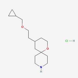 molecular formula C15H28ClNO2 B8102582 4-[2-(Cyclopropylmethoxy)ethyl]-1-oxa-9-azaspiro[5.5]undecane;hydrochloride 