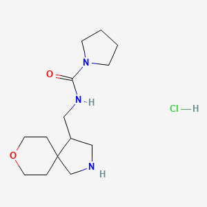molecular formula C14H26ClN3O2 B8102630 N-(8-oxa-2-azaspiro[4.5]decan-4-ylmethyl)pyrrolidine-1-carboxamide;hydrochloride 