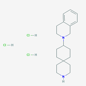 molecular formula C19H31Cl3N2 B8102659 9-(3,4-dihydro-1H-isoquinolin-2-yl)-3-azaspiro[5.5]undecane;trihydrochloride 