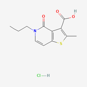 molecular formula C12H14ClNO3S B8102663 2-Methyl-4-oxo-5-propylthieno[3,2-c]pyridine-3-carboxylic acid;hydrochloride 