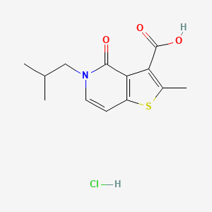 molecular formula C13H16ClNO3S B8102667 2-Methyl-5-(2-methylpropyl)-4-oxothieno[3,2-c]pyridine-3-carboxylic acid;hydrochloride 