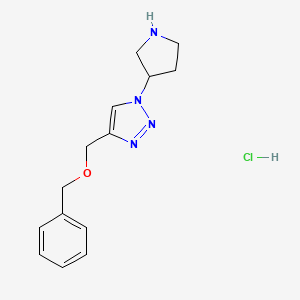 molecular formula C14H19ClN4O B8102726 4-(Phenylmethoxymethyl)-1-pyrrolidin-3-yltriazole;hydrochloride 
