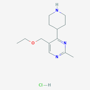 molecular formula C13H22ClN3O B8102734 5-(Ethoxymethyl)-2-methyl-4-piperidin-4-ylpyrimidine;hydrochloride 