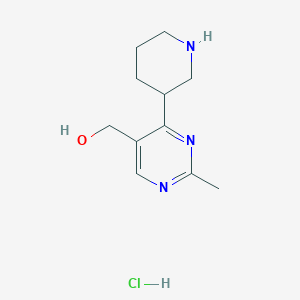 molecular formula C11H18ClN3O B8102738 (2-Methyl-4-piperidin-3-ylpyrimidin-5-yl)methanol;hydrochloride 