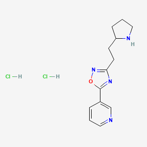 molecular formula C13H18Cl2N4O B8102744 5-Pyridin-3-yl-3-(2-pyrrolidin-2-ylethyl)-1,2,4-oxadiazole;dihydrochloride 