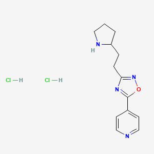 molecular formula C13H18Cl2N4O B8102765 5-Pyridin-4-yl-3-(2-pyrrolidin-2-ylethyl)-1,2,4-oxadiazole;dihydrochloride 