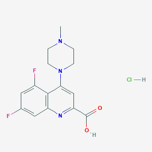 molecular formula C15H16ClF2N3O2 B8102775 5,7-Difluoro-4-(4-methylpiperazin-1-yl)quinoline-2-carboxylic acid;hydrochloride 
