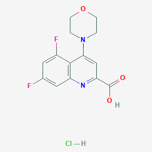 molecular formula C14H13ClF2N2O3 B8102782 5,7-Difluoro-4-morpholin-4-ylquinoline-2-carboxylic acid;hydrochloride 