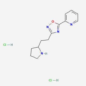 molecular formula C13H18Cl2N4O B8102807 5-Pyridin-2-yl-3-(2-pyrrolidin-2-ylethyl)-1,2,4-oxadiazole;dihydrochloride 