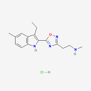 molecular formula C16H21ClN4O B8102808 2-[5-(3-ethyl-5-methyl-1H-indol-2-yl)-1,2,4-oxadiazol-3-yl]-N-methylethanamine hydrochloride 
