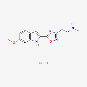 molecular formula C14H17ClN4O2 B8102809 2-[5-(6-methoxy-1H-indol-2-yl)-1,2,4-oxadiazol-3-yl]-N-methylethanamine hydrochloride 