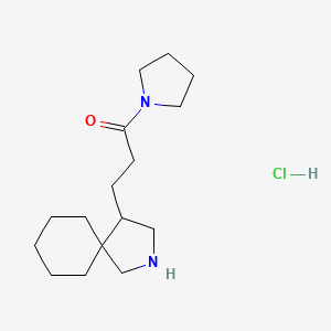 molecular formula C16H29ClN2O B8102882 3-(2-Azaspiro[4.5]decan-4-yl)-1-pyrrolidin-1-ylpropan-1-one;hydrochloride 