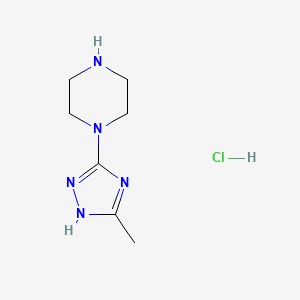 molecular formula C7H14ClN5 B8102897 1-(5-methyl-1H-1,2,4-triazol-3-yl)piperazine hydrochloride 