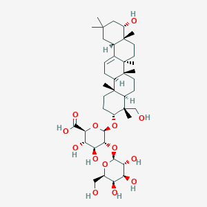molecular formula C42H68O14 B8102979 (2S,3S,4S,5R,6R)-6-[[(3R,4R,4aR,6aR,6bS,8aR,9S,12aS,14aR,14bR)-9-hydroxy-4-(hydroxymethyl)-4,6a,6b,8a,11,11,14b-heptamethyl-1,2,3,4a,5,6,7,8,9,10,12,12a,14,14a-tetradecahydropicen-3-yl]oxy]-3,4-dihydroxy-5-[(2S,3R,4S,5R,6R)-3,4,5-trihydroxy-6-(hydroxymethyl)oxan-2-yl]oxyoxane-2-carboxylic acid 