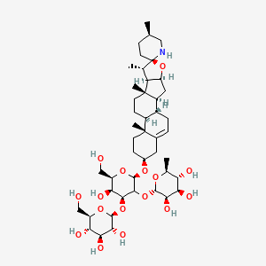 molecular formula C45H73NO16 B8103002 (2S,3R,4R,5R,6S)-2-[(2R,4S,5S,6R)-5-hydroxy-6-(hydroxymethyl)-2-[(1S,2S,4S,5'R,6R,7S,8R,9S,12S,13R,16S)-5',7,9,13-tetramethylspiro[5-oxapentacyclo[10.8.0.02,9.04,8.013,18]icos-18-ene-6,2'-piperidine]-16-yl]oxy-4-[(2S,3R,4S,5S,6R)-3,4,5-trihydroxy-6-(hydroxymethyl)oxan-2-yl]oxyoxan-3-yl]oxy-6-methyloxane-3,4,5-triol 