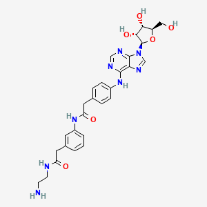 molecular formula C28H32N8O6 B8103072 N-[4-[2-[[4-[2-[(2-Aminoethyl)amino]-2-oxoethyl]phenyl]amino]-2-oxoethyl]phenyl]adenosine 