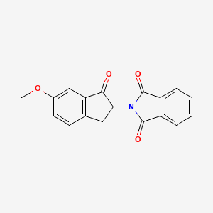 molecular formula C18H13NO4 B8103176 2-(2,3-Dihydro-6-methoxy-1-oxo-1H-inden-2-yl)-1H-isoindole-1,3(2H)-dione CAS No. 111320-47-9