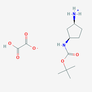 molecular formula C12H22N2O6 B8103208 (1S,3R)-3-{[(tert-butoxy)carbonyl]amino}cyclopentan-1-aminium hydrogen oxalate 