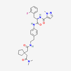 molecular formula C33H41FN6O4 B8103254 N-(4-{2-[({1-[2-(二甲氨基)-2-氧代乙基]环戊基}乙酰)氨基]乙基}苯基)-2-氟-Nα-[(1-甲基-1H-吡唑-5-基)羰基]-L-苯丙氨酰胺 
