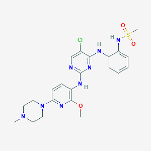 molecular formula C22H27ClN8O3S B8103327 N-[2-[[5-氯-2-[[2-甲氧基-6-(4-甲基哌嗪-1-基)吡啶-3-基]氨基]嘧啶-4-基]氨基]苯基]甲磺酰胺 