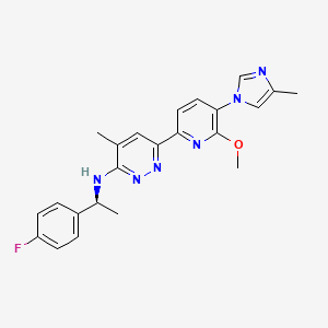 molecular formula C23H23FN6O B8103336 N-[(1S)-1-(4-fluorophenyl)ethyl]-6-[6-methoxy-5-(4-methylimidazol-1-yl)pyridin-2-yl]-4-methylpyridazin-3-amine 