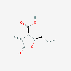 molecular formula C9H12O4 B8103472 (2R,3S)-4-methylidene-5-oxo-2-propyloxolane-3-carboxylic acid 