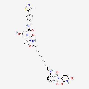 molecular formula C46H59N7O8S B8103581 (2S,4R)-1-((2S)-2-(11-((2-(2,6-dioxopiperidin-3-yl)-1,3-dioxoisoindolin-4-yl)amino)undecanamido)-3,3-dimethylbutanoyl)-4-hydroxy-N-(4-(4-methylthiazol-5-yl)benzyl)pyrrolidine-2-carboxamide 