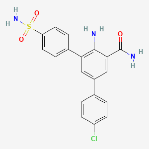 molecular formula C19H16ClN3O3S B8103976 2-Amino-3-(4-sulfamoylphenyl)-5-(4-chlorophenyl)benzamide 