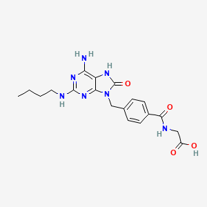 molecular formula C19H23N7O4 B8104017 Glycine,N-[4-[[6-amino-2-(butylamino)-7,8-dihydro-8-oxo-9H-purin-9-yl]methyl]benzoyl] 