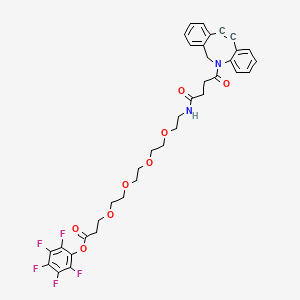 molecular formula C36H35F5N2O8 B8104244 (2,3,4,5,6-Pentafluorophenyl) 3-[2-[2-[2-[2-[[4-(2-azatricyclo[10.4.0.04,9]hexadeca-1(16),4,6,8,12,14-hexaen-10-yn-2-yl)-4-oxobutanoyl]amino]ethoxy]ethoxy]ethoxy]ethoxy]propanoate 