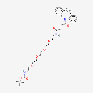 molecular formula C34H45N3O8 B8104304 tert-butyl N-[2-[2-[2-[2-[2-[[4-(2-azatricyclo[10.4.0.04,9]hexadeca-1(16),4,6,8,12,14-hexaen-10-yn-2-yl)-4-oxobutanoyl]amino]ethoxy]ethoxy]ethoxy]ethoxy]ethyl]carbamate 