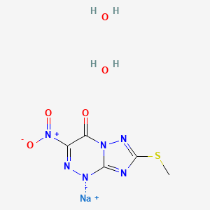 molecular formula C5H7N6NaO5S B8104512 7-Methylthio-3-nitro-4-oxo-1,2,4-triazolo [5,1-c][1,2,4]triazin-1-ide dihydrate sodium salt 