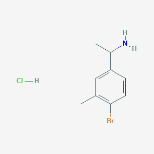 molecular formula C9H13BrClN B8104704 1-(4-Bromo-3-methylphenyl)ethan-1-amine hcl 