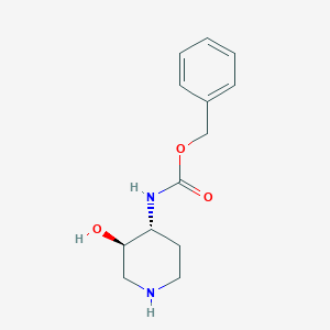 Carbamic acid, N-[(3R,4R)-3-hydroxy-4-piperidinyl]-, phenylmethyl ester, rel-