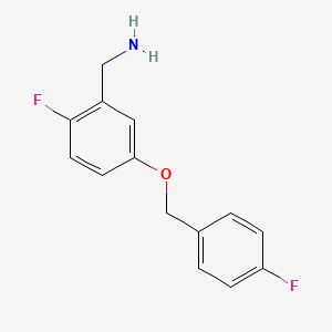 (2-Fluoro-5-((4-fluorobenzyl)oxy)phenyl)methanamine
