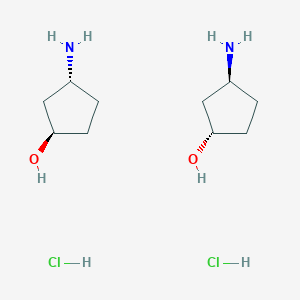 molecular formula C10H24Cl2N2O2 B8104967 (1S,3S)-3-aminocyclopentan-1-ol;(1R,3R)-3-aminocyclopentan-1-ol;dihydrochloride 
