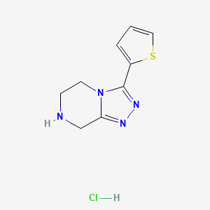 molecular formula C9H11ClN4S B8104968 3-(Thiophen-2-yl)-5,6,7,8-tetrahydro-[1,2,4]triazolo[4,3-a]pyrazine hydrochloride 