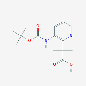 molecular formula C14H20N2O4 B8105094 2-(3-((Tert-butoxycarbonyl)amino)pyridin-2-YL)-2-methylpropanoic acid 