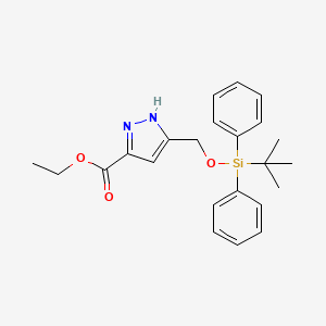 molecular formula C23H28N2O3Si B8105130 ethyl 5-(((tert-butyldiphenylsilyl)oxy)methyl)-1H-pyrazole-3-carboxylate 