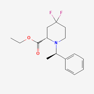 molecular formula C16H21F2NO2 B8105176 (S)-Ethyl 4,4-difluoro-1-((R)-1-phenylethyl)piperidine-2-carboxylate 