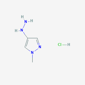 molecular formula C4H9ClN4 B8105199 4-Hydrazinyl-1-methyl-1H-pyrazole hydrochloride 