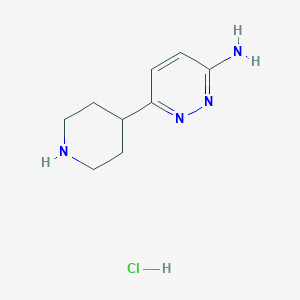 molecular formula C9H15ClN4 B8105326 6-(Piperidin-4-YL)pyridazin-3-amine hydrochloride 