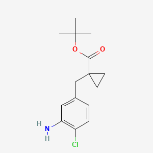 molecular formula C15H20ClNO2 B8105327 tert-Butyl 1-(3-amino-4-chlorobenzyl)cyclopropanecarboxylate 